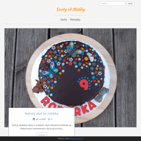 Obrázek úvodní strany dortového webu